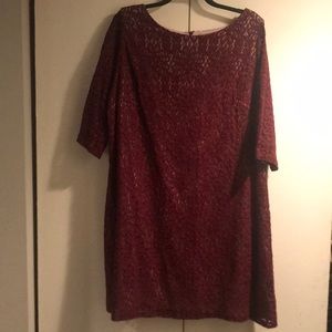 Jessica Howard Maroon Lace Short Dress